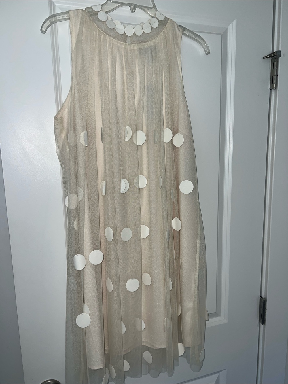 NEW WITH TAGS - Gracia Beige Polka Dot Mini Dress
